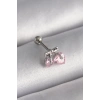 Mey İthalat® 316L Çelik Gümüş Renk Pembe Zirkon Taşlı Kalp Tragus Piercing