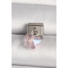 Mey İthalat® 316L Çelik Gümüş Renk Pembe Zirkon Taşlı Kelebek Model Nomination Charm