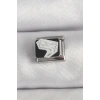 Mey İthalat® 316L Çelik Gümüş Renk Siyah Beyaz Kuş İşlemeli Nomination Charm