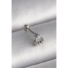 Mey İthalat® 316L Çelik Gümüş Renk Üçgen Zirkon Taşlı Tragus Piercing
