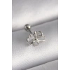 Mey İthalat® 316L Çelik Gümüş Renk Zirkon Taş Detay Kurdele Model Tragus Piercing