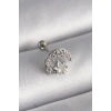 Mey İthalat® 316L Çelik Gümüş Renk Zirkon Taşlı Ay Yıldız Tragus Piercing