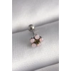 Mey İthalat® 316L Çelik Gümüş Renk Zirkon Taşlı Çiçek Tragus Piercing