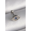 Mey İthalat® 316L Çelik Gümüş Renk Zirkon Taşlı Göz Tragus Piercing