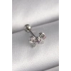 Mey İthalat® 316L Çelik Gümüş Renk Zirkon Taşlı Kurdele Tragus Piercing