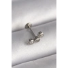 Mey İthalat® 316L Çelik Gümüş Renk Zirkon Taşlı Tragus Piercing