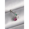 Mey İthalat® 316L Çelik Gümüş Renk Zirkon Taşlı Tragus Piercing