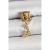 Mey İthalat® 316L Çelik Sallantılı Zirkon Taşlı Ay Model Gold Renk Nomination Charm
