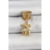 Mey İthalat® 316L Çelik Sallantılı Zirkon Taşlı Ayıcık Model Gold Renk Nomination Charm