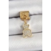 Mey İthalat® 316L Çelik Sallantılı Zirkon Taşlı Ayıcık Model Gold Renk Nomination Charm