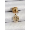 Mey İthalat® 316L Çelik Sallantılı Zirkon Taşlı Hayat Ağacı Model Gold Renk Nomination Charm