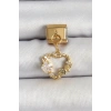 Mey İthalat® 316L Çelik Sallantılı Zirkon Taşlı Kalp Model Gold Renk Nomination Charm