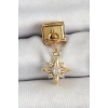Mey İthalat® 316L Çelik Sallantılı Zirkon Taşlı Kutup Yıldızı Model Gold Renk Nomination Charm