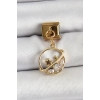 Mey İthalat® 316L Çelik Sallantılı Zirkon Taşlı Satürn Model Gold Renk Nomination Charm