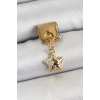 Mey İthalat® 316L Çelik Sallantılı Zirkon Taşlı Yıldız Model Gold Renk Nomination Charm