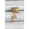 Mey İthalat® 316L Çelik Sallantılı Zirkon Taşlı Yunus Balığı Model Gold Renk Nomination Charm