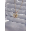 Mey İthalat® 316L Çelik Zincir Gold Renk Zirkon Taşlı Yıldız Figürlü Oval Kolye