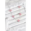 Mey İthalat® 316L Çelik Zincir Gümüş Pembe Renk Yonca Kadın Kolye