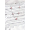 Mey İthalat® 316L Çelik Zincir Gümüş Renk Pembe Baby Boy Yonca Kadın Kolye