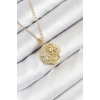 Mey İthalat® 316L Çelik Zirkon Taşlı Ay Ve Güneş Model Gold Renk Kadın Kolye
