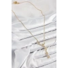 Mey İthalat® 316L Çelik Zirkon Taşlı Çiçek Model Gold Renk Kadın Kolye