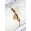 Mey İthalat® 316L Çelik Zirkon Taşlı Göz Charm Model Gold Renk Kadın Bileklik