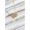 Mey İthalat® 316L Çelik Zirkon Taşlı Sarmal Model Gold Renk Kadın Kolye