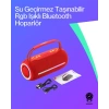 Mey İthalat® 360 RGB LEDli Taşınabilir Bluetooth Hoparlör – Kırmızı, USB/TF Destekli