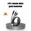 Mey İthalat® 3’ü 1 Arada Şarj Kablosu Type-C iOS Android Uyumlu Hızlı ve Güvenli Şarj