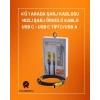 Mey İthalat® 4ü 1 Arada USB Hızlı Şarj ve Veri Kablosu – 65W Güç, Çoklu Bağlantı, 1.2m