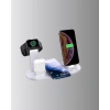 Mey İthalat® 4’lü Apple Kablosuz Şarj Standı iPhone Watch ve AirPods Çoklu Şarjlı