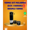 Mey İthalat® 500 ml Isı Korumalı Çelik Termos ve Bardak Seti | Silikon Tabanlı, Şık ve Pratik