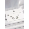 Mey İthalat® 925 Ayar Gümüş Çivi Zirkon Taşlı Hilal Yıldız Model Kadın Küpe Seti