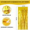 Mey İthalat® Altın Gold Renk Ekstra Metalize Parlak Saçaklı Arka Fon Perde İthal  1x2 Metre