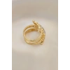 Mey İthalat® Ayarlamalı Altın Renk Metal Zirkon Taşlı Yüzük