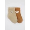 Mey İthalat®  Bear Penye Soket Çorap 2Li BS10116 Bej