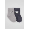 Mey İthalat®  Bear Penye Soket Çorap 2Li BS10116 Gri