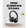 Mey İthalat® Bluetooth Kablosuz Kulak Üstü Kulaklık Katlanabilir Konforlu ve Şık Tasarımlı