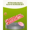 Mey İthalat® Bluetooth Retro Kablosuz Klavye ve Mouse Seti – 3 Cihaz Bağlantılı, Sessiz Tuş, Uzun Pil Ömrü