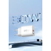 Mey İthalat®  C89Q 1 Adet 30W Type-C ve 1 Adet 22.5W USB Çıkışlı Ekstra DL48 1M USB to Lightning Kablolu PD Şarj Cihazı - Beyaz