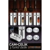 Mey İthalat® Cam+Çelik Tuzluk Biberlik Karabiberlik 3 Farklı Delikli 5 li SET 721945