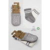 Mey İthalat®   Çemberli Kaymaz Soket Çorap 2Li BS10125 Gri Ekru
