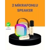 Mey İthalat® Çift Mikrofonlu Kompakt Karaoke Hoparlör – Uzun Pil Ömrü
