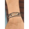 Mey İthalat® Çizgi Desenli Metal Kancalı Erkek Bileklik