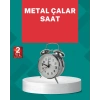 Mey İthalat® Dekoratif Gümüş Işıklı Alarmlı Masa Saati Sessiz Mekanizma