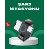 Mey İthalat® Dijital Saatli Kablosuz Şarj İstasyonu – 3’ü 1 Arada Apple Uyumlu Hızlı Şarj ve LED Ekran