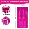 Mey İthalat® Fuşya Renk Ekstra Metalize Parlak Saçaklı Arka Fon Perde İthal  1x2 Metre