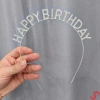 Mey İthalat® Gümüş Kristal Taşlı Happy Birthday Doğum Günü Tacı İthal Ürün  17x16 cm