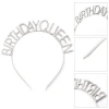 Mey İthalat® Gümüş Renk Kristal Taşlı Parlak Birthday Queen Yazılı Kraliçe Taç 16x17 cm