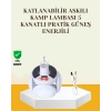 Mey İthalat® Güneş Paneliyle Şarj Olan Katlanabilir LED Çadır Lambası – 5 Kademeli Aydınlatma